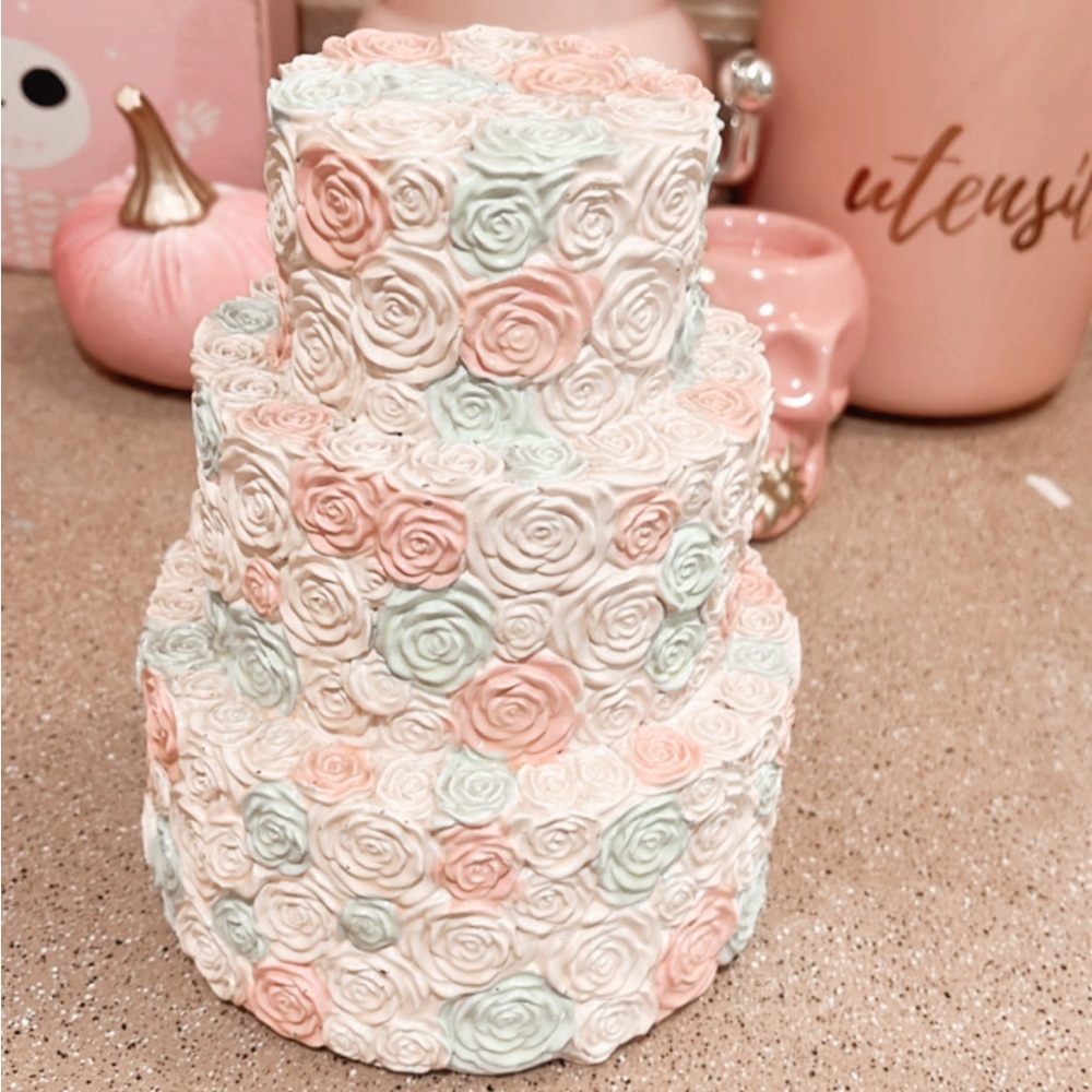 RESERVED for Linfa shay Simply Shabby Chic Pastel pink & blue cake coin bank